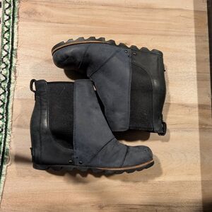 Sorel Navy Wedge Ankle Boots